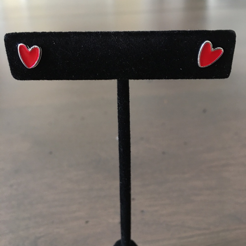 Sterling Silver Enamel Heart Earrings